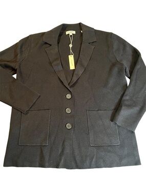 Max Studio Black Three-Button Knit Blazer